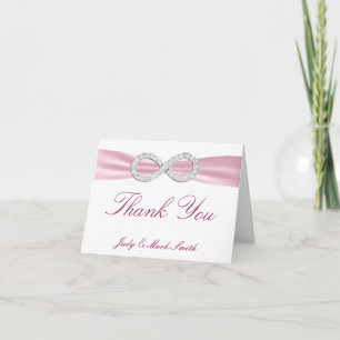 Pink Diamond Infinity Wedding Thank You Card