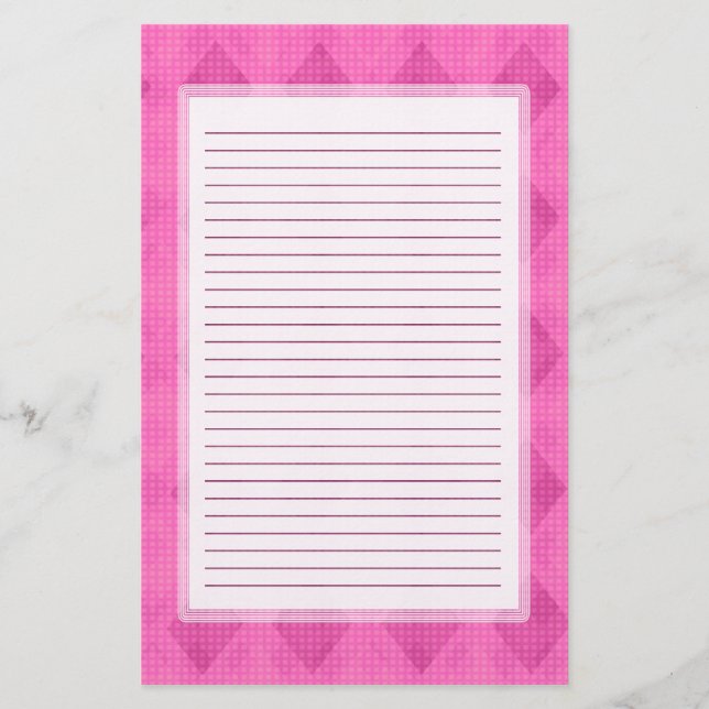 Pink Diamond Lined Stationery (Front)