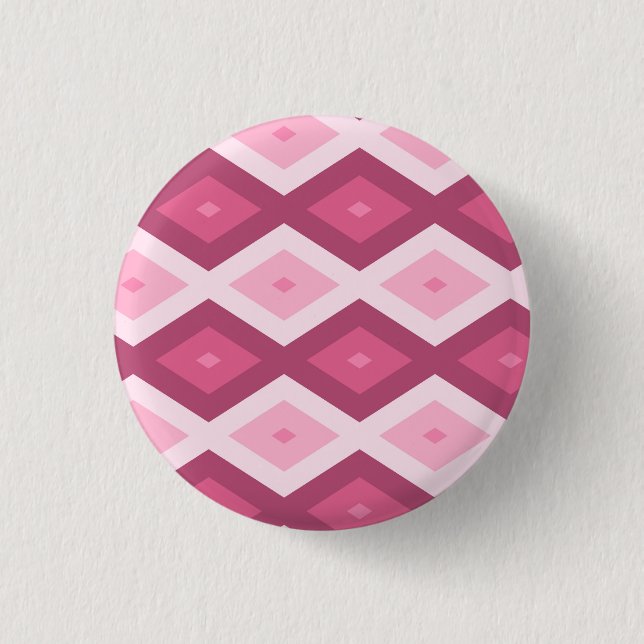 Pink diamond pattern 1 inch round button (Front)