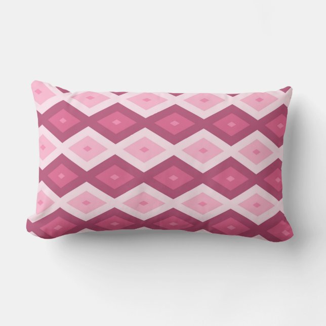 Pink diamond pattern lumbar pillow (Front)