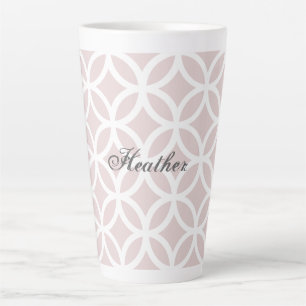 Pink Diamond Pattern Personalized Latte Mug