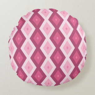 Pink diamond pattern round pillow