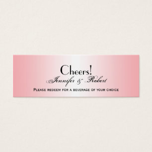 Pink Diamond Rounded Corners Wedding Drink Ticket