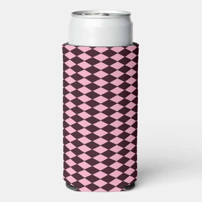 Pink diamond shapes pattern seltzer can cooler (Seltzer Back)