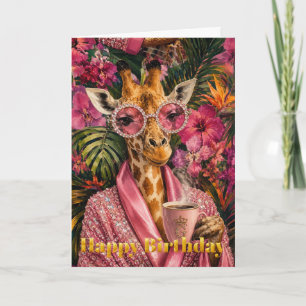 Pink Diamonds & Morning Glamour Happy Birthday Card