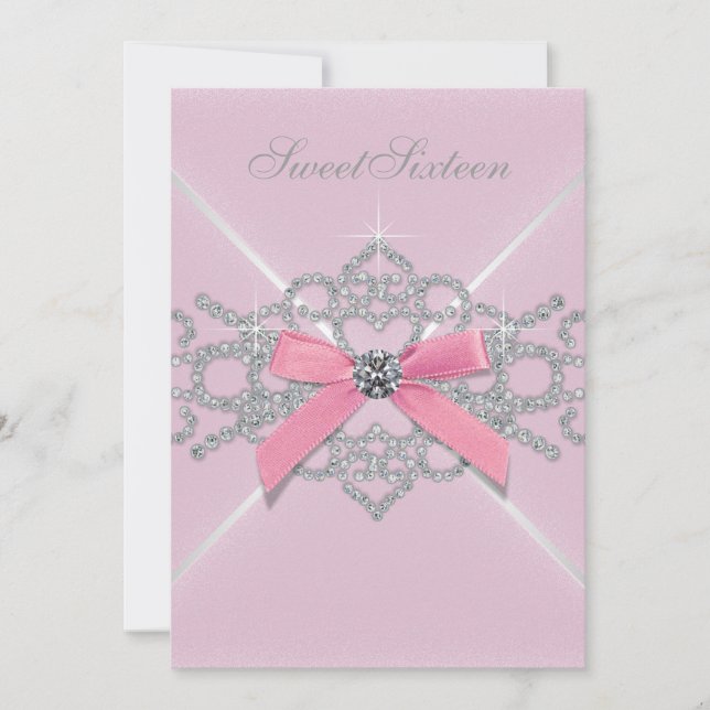 Pink Diamonds Pink Sweet 16 Birthday Party Invitation (Front)