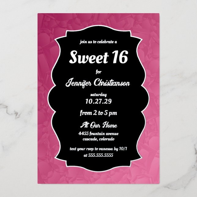 Pink Diamonds Sweet 16 (Front)