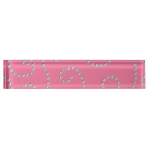 Pink diamonds swirls nameplate