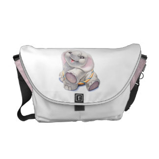 Pink Diaper Bag with Hughbert the Baby Elephant Courier Bag