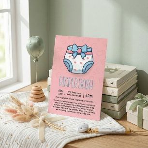 Pink Diaper Bash Baby Shower Invitation