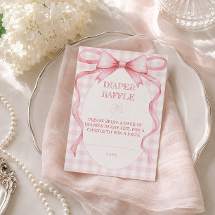 Pink Diaper Raffle Ribbon Bow Watercolor Cute Enclosure Card