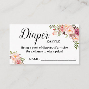 Pink Diaper raffle ticket baby shower raffle card