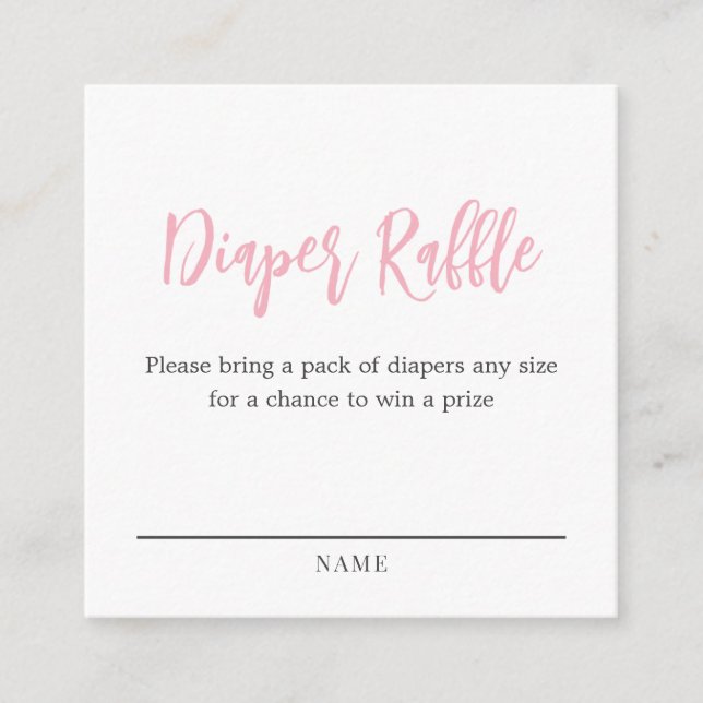 Pink Diaper Raffle Ticket Enclosure Card (Front)