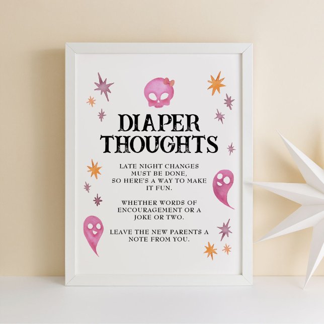 Pink Diaper Thoughts Halloween Baby Shower Sign (Creator Uploaded)
