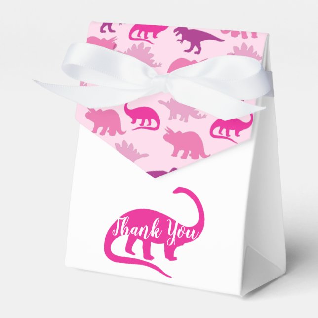 Pink Dinosaur Baby Shower Favor Box (Front Side)