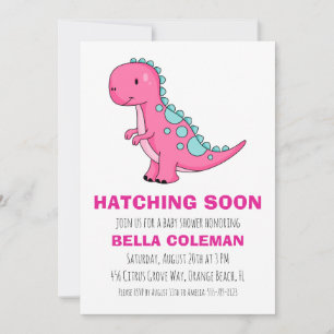 pink dinosaur baby shower invitations