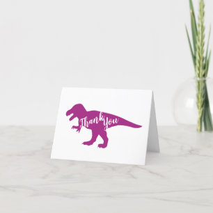 Pink Dinosaur Baby Shower Thank You Card