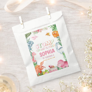 Pink Dinosaur Birthday Party, Girls Dinosaur party Favour Bag