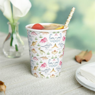 Pink Dinosaur Birthday Party, Girls Dinosaur party Paper Cups