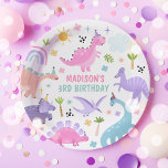 Pink Dinosaur Birthday Party  Paper Plate<br><div class="desc">Pink Dinosaur Birthday Party Paper Plates
All designs are © PIXEL PERFECTION PARTY LTD</div>