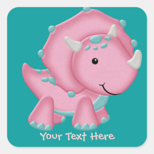 Pink Dinosaur (customizable) Square Sticker