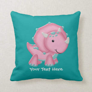 Pink Dinosaur (customizable) Throw Pillow