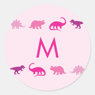 Pink Dinosaur Cute Kid Name Envelope Seal Stickers