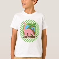 Pink Dinosaur, Dino; Green & White Stripes