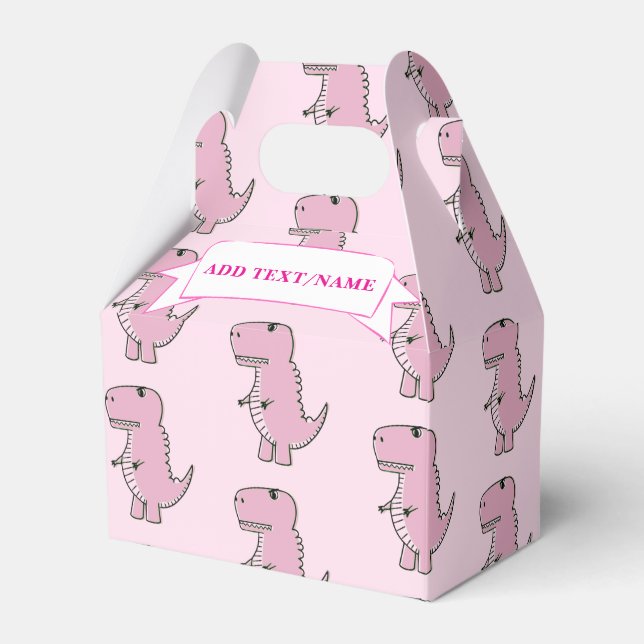 Pink Dinosaur Drawing Custom Blue Favor Box (Front Side)