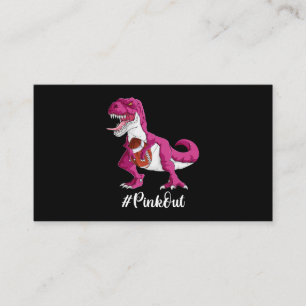 Pink Dinosaur Football Shirt Boys Breast Cancer Pi Business Card