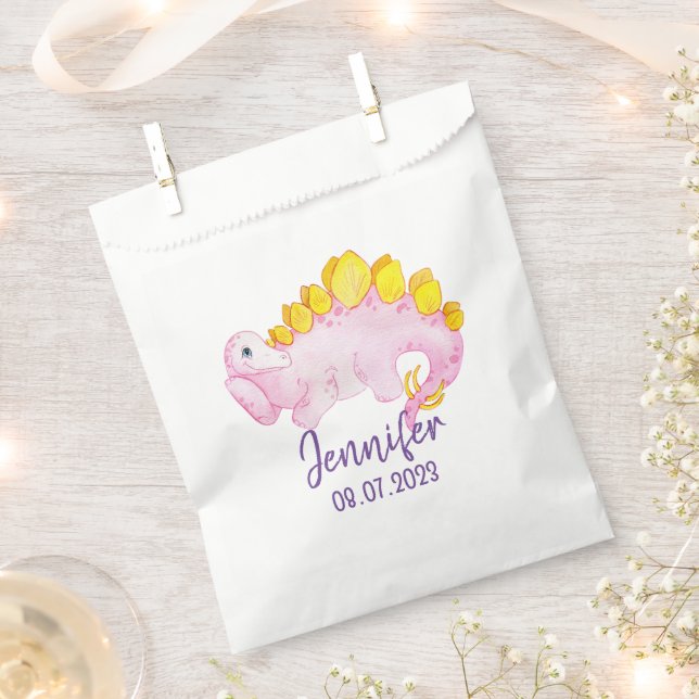 Pink dinosaur Hershey's Candy Favours Favour Bag (Clipped)