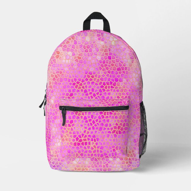 Pink Dinosaur Hide Printed Backpack (Front)
