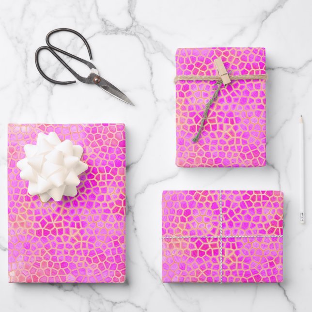 Pink Dinosaur Hide Wrapping Paper Sheet (Front)