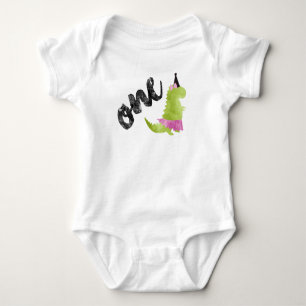 Pink Dinosaur Tutu Ballerina Party Dino Theme Fun Baby Bodysuit
