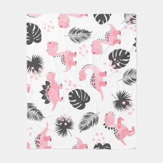 Pink Dinosaurs: Cute Kids Pattern. Fleece Blanket