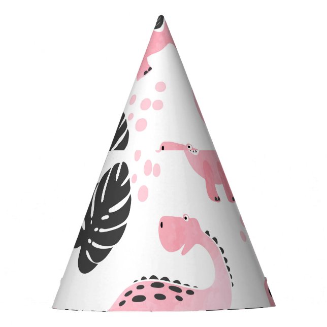 Pink Dinosaurs: Cute Kids Pattern. Party Hat (Front)