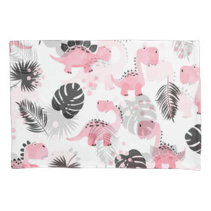 Pink Dinosaurs: Cute Kids Pattern. Pillowcase