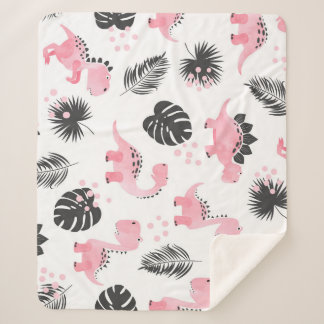 Pink Dinosaurs: Cute Kids Pattern. Sherpa Blanket