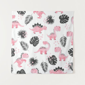 Pink Dinosaurs: Cute Kids Pattern. Tapestry