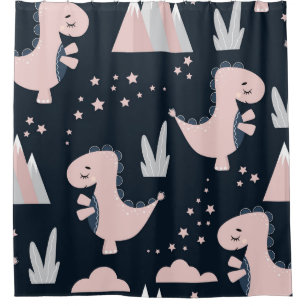 Pink dinosaurs, dark background, cute