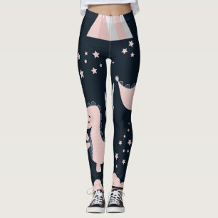 Pink dinosaurs, dark background, cute leggings
