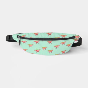 Pink dinosaurs on blue fanny pack