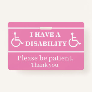 Pink Disability Badge