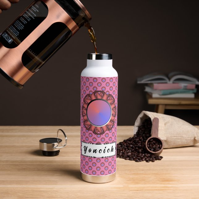 Pink Disc Ribbon by Kenneth Yoncich Water Bottle (Coffee)