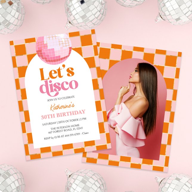 Pink Disco Ball 30th Birthday Invitation (Créateur téléchargé)