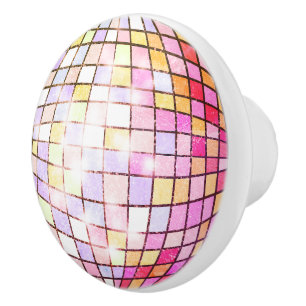 Pink Disco Ball Ceramic Knob