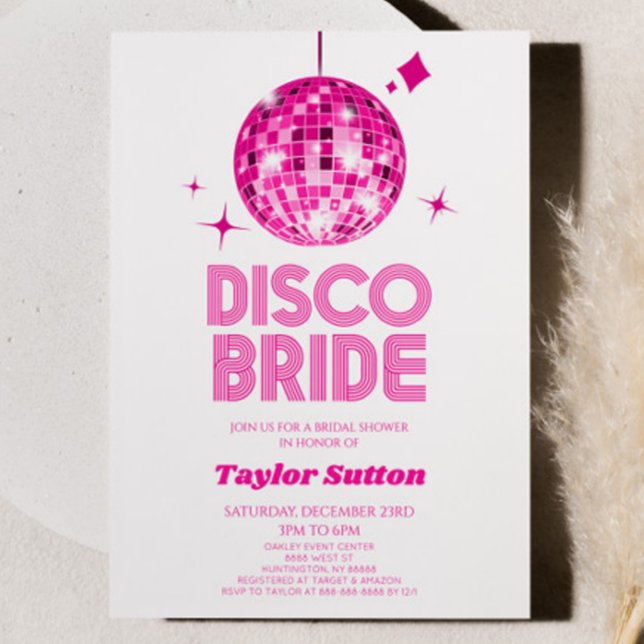Pink Disco Ball Disco Bride Bridal Shower Invitation (Creator Uploaded)