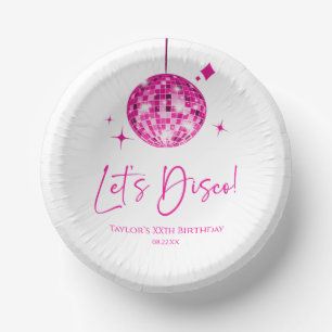 Pink Disco Ball Let's Disco Birthday Party Paper Plate