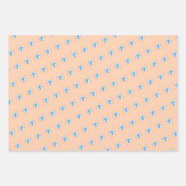 Pink Disco Ball, Party Art, Preppy, Preppy Style Wrapping Paper Sheet (Front)