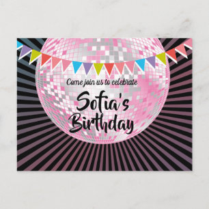 pink disco ball Postcard invitation